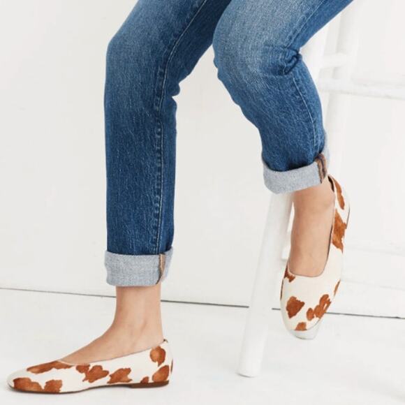 Madewell The Cory Flat in Cow Print Calf Hair Women's 6.5 - Picture 2 of 7